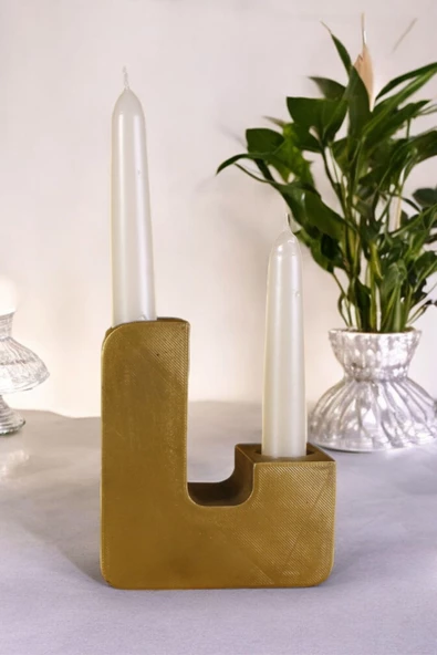 Fonnava Şamdan Mumluk Dekoratif Mumluk Tealight Mumluk Altın Eskitme Renk Model 12