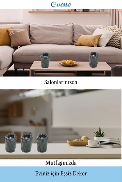 Evene Siyah Mumluk Şamdan Tealight Mum Uyumlu Büyük Erimiş Mum Model - Resim 3