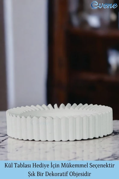 Evene Küllük Beyaz Kül Tablası Dekoratif Küllük Model 5 - Resim 3