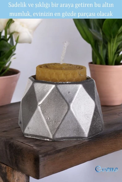 Evene Mumluk Şamdan Ince Mum Uyumlu Gümüş Eskitme Renk Model 45 - Resim 4