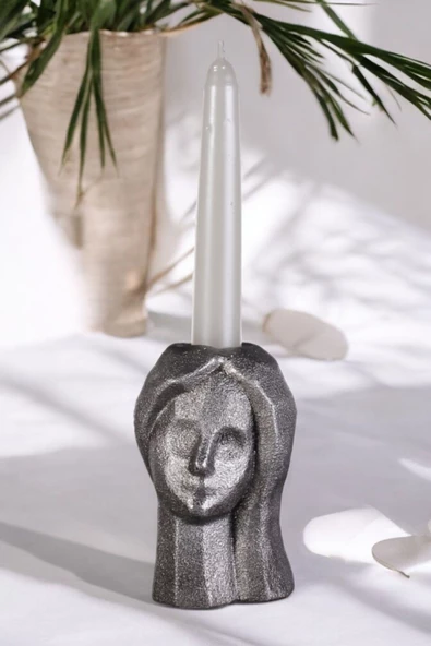 Fonnava Şamdan Mumluk Dekoratif Mumluk Tealight Mumluk Gümüş Eskitme Renk Model 11 ürün görseli 1
