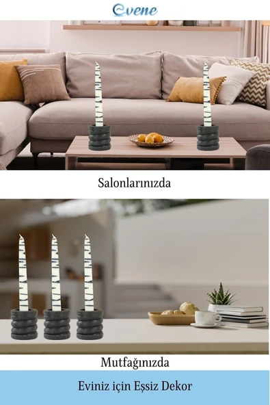 Evene Siyah Mumluk Şamdan Tealight Ve Ince Mum Uyumlu Spiral Model - 3