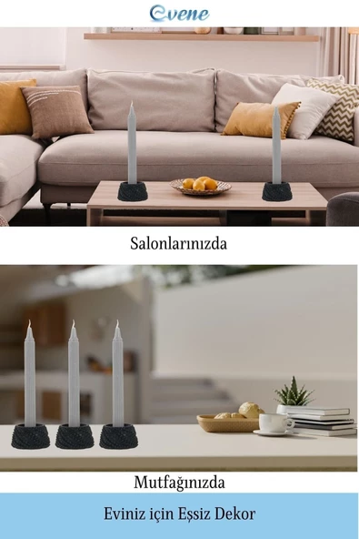 Evene Siyah Mumluk Şamdan Tealight Ve Ince Mum Uyumlu Ejderha Yumurtası Model - 3