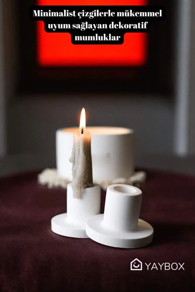 YAYBOX Beton Şamdan Mumluk 2 Li - Resim 7