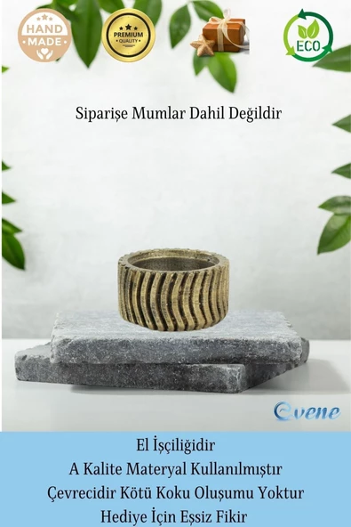 Evene Dekoratif Mumluk Tealight Mumluk Şamdan Mumluk 3 Lü Şamdan Model 26 - Resim 8