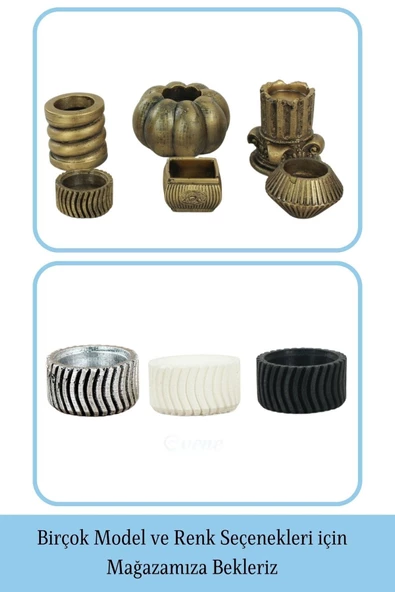 Evene Dekoratif Mumluk Tealight Mumluk Şamdan Mumluk 3 Lü Şamdan Model 26 - Resim 6