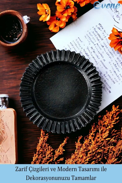 Evene Küllük Siyah Kül Tablası Dekoratif Küllük 4 Adet Model 5 - Resim 4