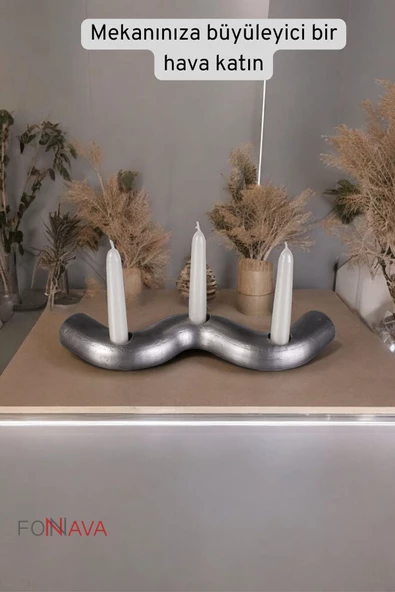 Fonnava Şamdan Mumluk Dekoratif Mumluk Tealight Mumluk Gümüş Eskitme Renk Model 14 - 2