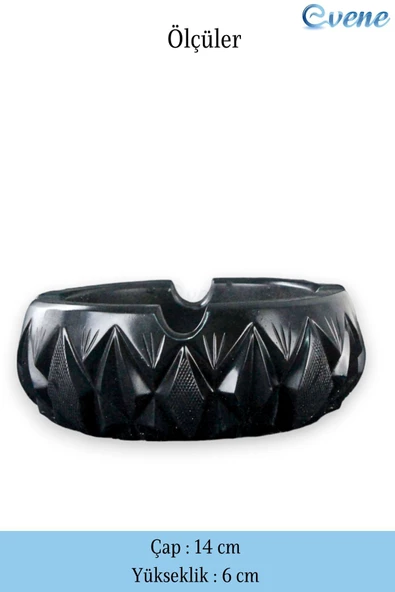 Evene Küllük Siyah Kül Tablası Dekoratif Küllük 2 Adet Model 3 - Resim 2