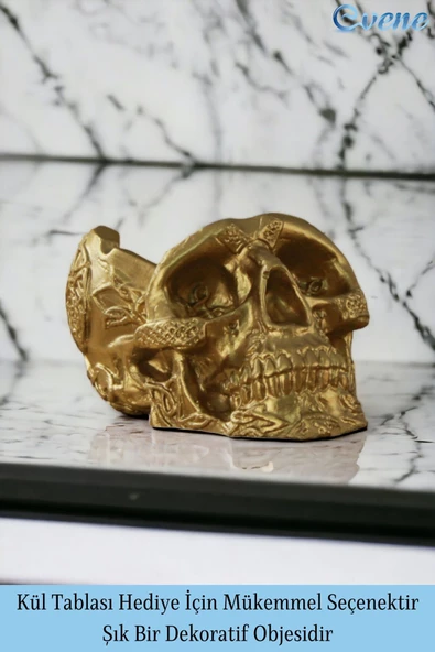 Evene Küllük Altın Kül Tablası Dekoratif Küllük 4 Adet Model 8 - Resim 3