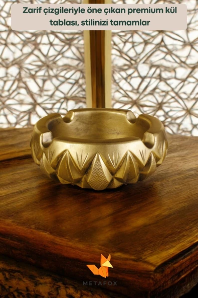 METAFOX Küllük Kül Tablası Sigara Küllüğü Altın Eskitme Renk Model 3 - Resim 2