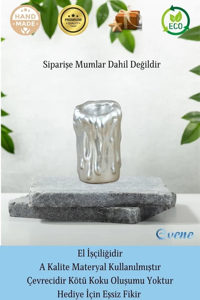 Evene Dekoratif Mumluk Tealight Mumluk Şamdan Mumluk 3 Lü Şamdan Model 43 - Resim 8