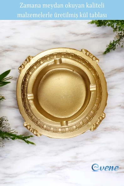 Evene Küllük Altın Kül Tablası Dekoratif Küllük Model 2 - Resim 4