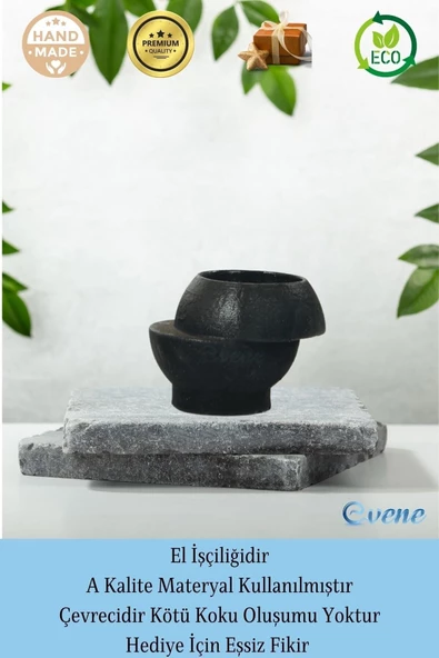 Evene Siyah Mumluk Şamdan Tealight Ve Ince Mum Uyumlu Kesik Model - 8