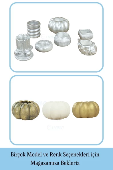 Evene Dekoratif Mumluk Tealight Mumluk Şamdan Mumluk 3 Lü Şamdan Model 34 - Resim 6