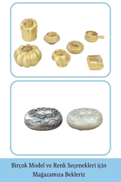 Evene Dekoratif Mumluk Tealight Mumluk Şamdan Mumluk 3 Lü Şamdan Model 33 - 6
