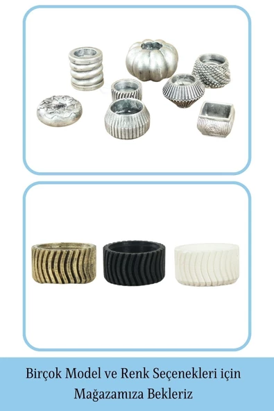 Evene Dekoratif Mumluk Tealight Mumluk Şamdan Mumluk 3 Lü Şamdan Model 26 - 6