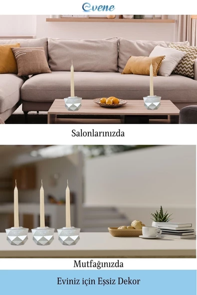 Evene Gümüş Mumluk Şamdan Tealight Ve Ince Mum Uyumlu Prizma Model - 3