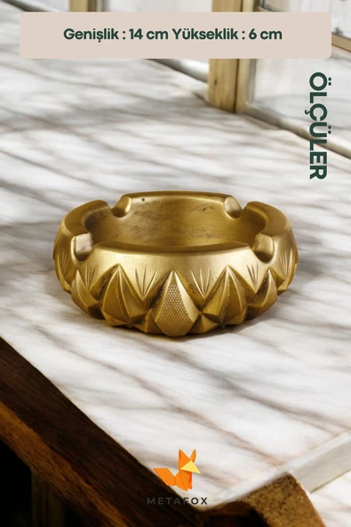 METAFOX Küllük Kül Tablası Sigara Küllüğü Altın Eskitme Renk Model 3 - Resim 4