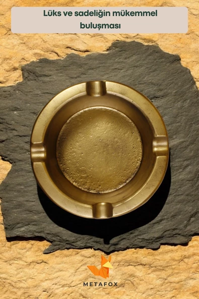 METAFOX Küllük Kül Tablası Sigara Küllüğü Altın Eskitme Renk Model 3 - Resim 3