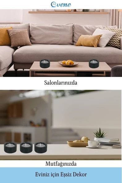 Evene Dekoratif Mumluk Tealight Mumluk Şamdan Mumluk 3 Lü Şamdan Model 26 - Resim 4