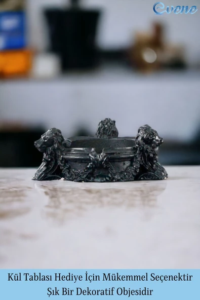 Evene Küllük Siyah Kül Tablası Dekoratif Küllük 4 Adet Model 7 - Resim 3
