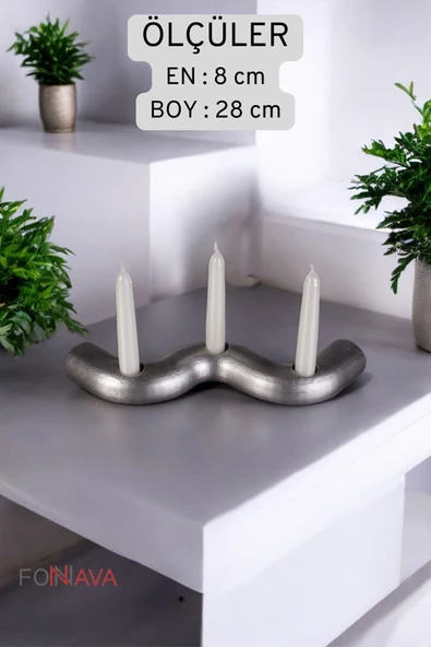 Fonnava Şamdan Mumluk Dekoratif Mumluk Tealight Mumluk Gümüş Eskitme Renk Model 14 - 6