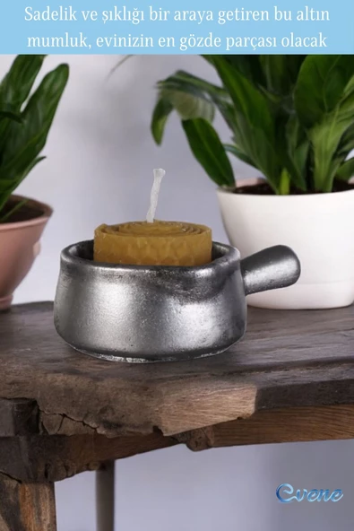 Evene Mumluk Şamdan Ince Mum Uyumlu Gümüş Eskitme Renk Model 24 - Resim 4