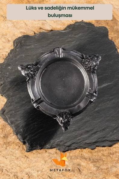 METAFOX Küllük Kül Tablası Sigara Küllüğü Gümüş Eskitme Renk Model 7 - Resim 3