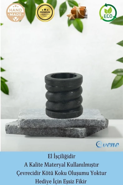 Evene Siyah Mumluk Şamdan Tealight Ve Ince Mum Uyumlu Spiral Model - 8