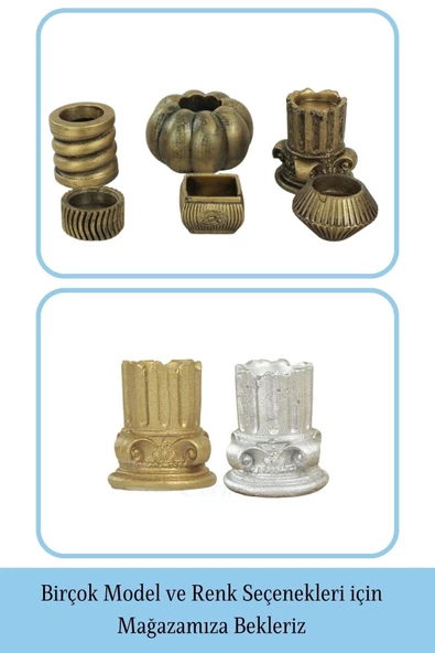 Evene Dekoratif Mumluk Tealight Mumluk Şamdan Mumluk 3 Lü Şamdan Model 39 - Resim 6