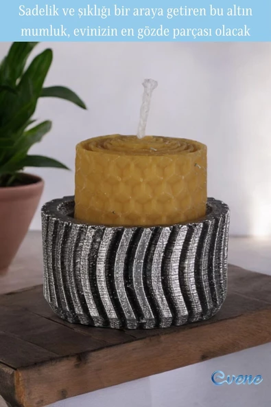 Evene Gümüş Eskitme Mumluk Şamdan Tealight Mum Uyumlu Tekerlek Model - Resim 4