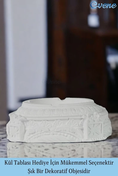 Evene Küllük Beyaz Kül Tablası Dekoratif Küllük Model 2 - Resim 3