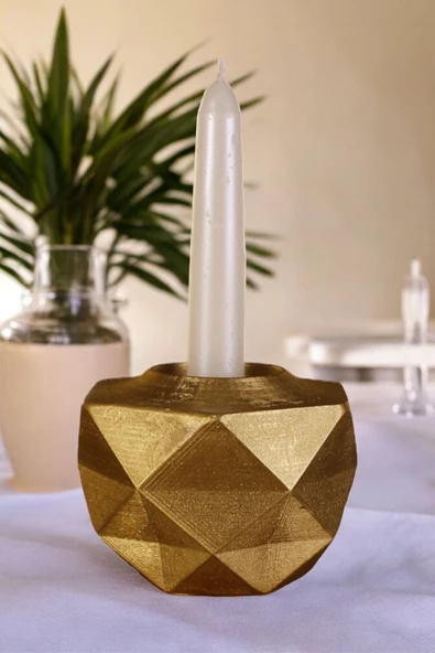Fonnava Şamdan Mumluk Dekoratif Mumluk Tealight Mumluk Altın Renk Model 45
