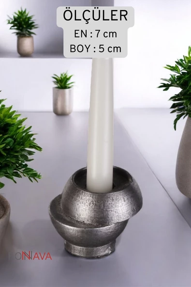 Fonnava Şamdan Mumluk Dekoratif Mumluk Tealight Mumluk Gümüş Eskitme Renk Model 25 - 5