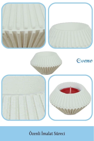 Evene Dekoratif Mumluk Tealight Mumluk Şamdan Mumluk 3 Lü Şamdan Model 37 - Resim 7