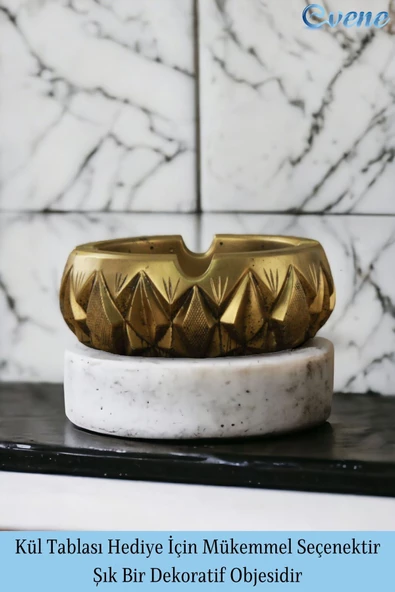 Evene Küllük Altın Eskitme Kül Tablası Dekoratif Küllük 4 Adet Model 3 - Resim 3