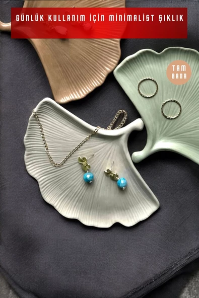 tambana Sunumluk Takı Tabağı Dekoratif Tepsi Obje Seti 3 Parça Model 19 - Resim 2