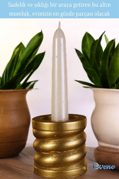 Evene Altın Mumluk Şamdan Tealight Ve Ince Mum Uyumlu Spiral Model - Resim 4