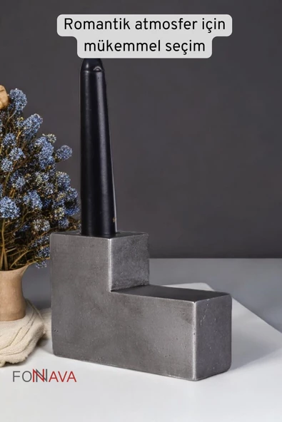 Fonnava Şamdan Mumluk Dekoratif Mumluk Tealight Mumluk Gümüş Eskitme Renk Model 17 - Resim 5