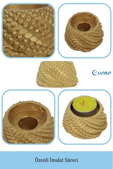 Evene Dekoratif Mumluk Tealight Mumluk Şamdan Mumluk 3 Lü Şamdan Model 40 - 7