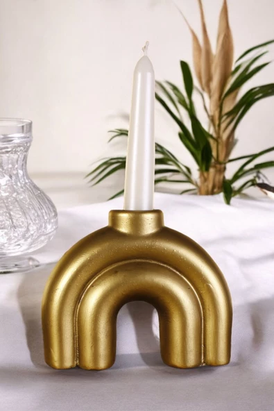 Fonnava Şamdan Mumluk Dekoratif Mumluk Tealight Mumluk Altın Eskitme Renk Model 43 - Resim 2