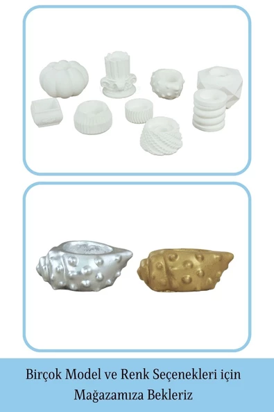 Evene Beyaz Mumluk Şamdan Tealight Mum Uyumlu Deniz Kabuğu Model - 6