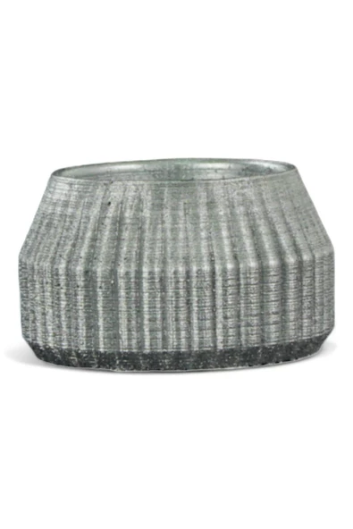 Evene Gümüş Mumluk Şamdan Tealight Mum Uyumlu Çizgili Model ürün görseli