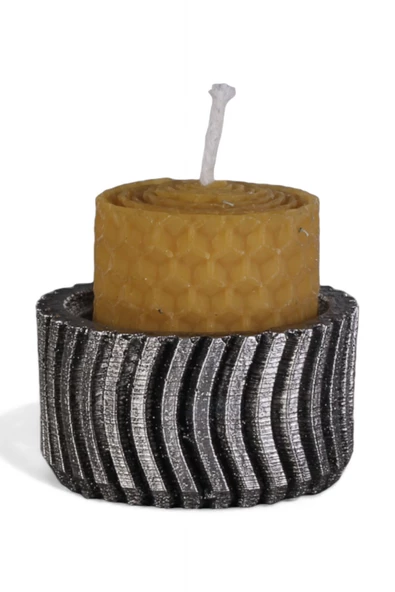 Evene Gümüş Eskitme Mumluk Şamdan Tealight Mum Uyumlu Tekerlek Model ürün görseli 1