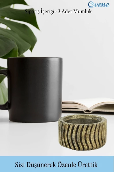 Evene Dekoratif Mumluk Tealight Mumluk Şamdan Mumluk 3 Lü Şamdan Model 26 - Resim 3