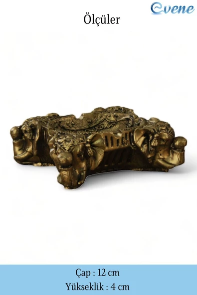 Evene Küllük Altın Eskitme Kül Tablası Dekoratif Küllük 2 Adet Model 6 - Resim 2