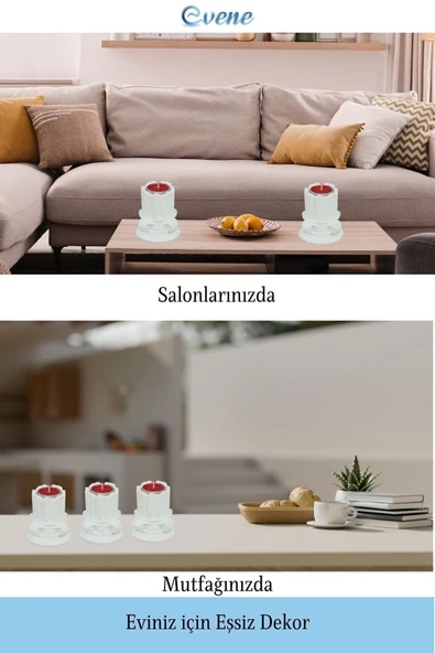Evene Dekoratif Mumluk Tealight Mumluk Şamdan Mumluk 3 Lü Şamdan Model 39 - 4