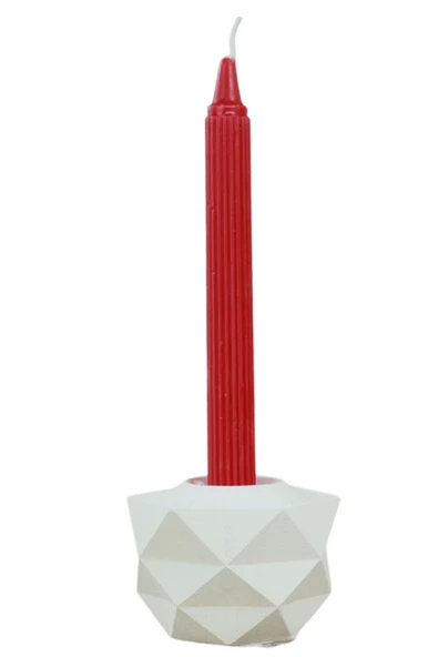 Evene Beyaz Mumluk Şamdan Tealight Ve Ince Mum Uyumlu Prizma Model