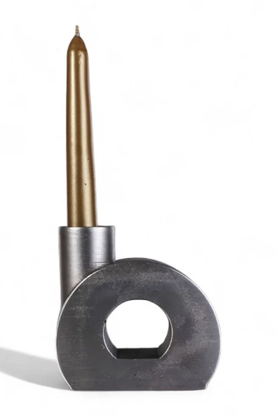 Evene Mumluk Şamdan Ince Mum Uyumlu Gümüş Eskitme Renk Model 9 ürün görseli